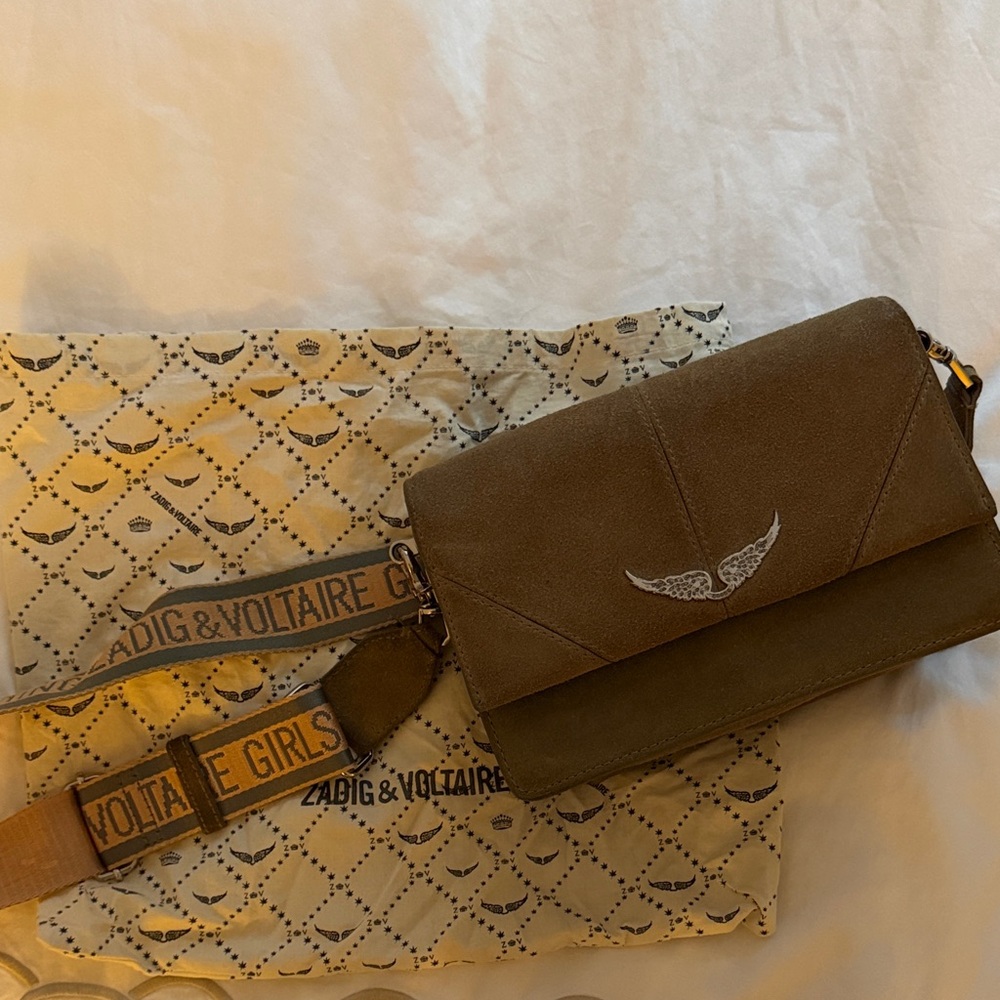 Zadig & Voltaire Khaki Crossbody with Wing Detail